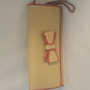 Chic Yellow and Orange Clutch with Bow Accent